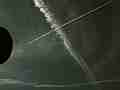Jet trails cross in time lapse � digitally upscaled scene from Stitching the Sky Cat.#V01449x, 1280x720 Motion JPEG (.AVI), 1 sec. at 30fps 